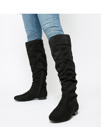 ASOS DESIGN Wide Fit Connie Faux Shearling Knee Boots