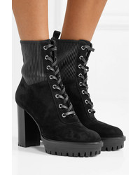 Gianvito Rossi 100 Lace Up Ribbed Ed Suede Ankle Boots