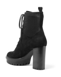 Gianvito Rossi 100 Lace Up Ribbed Ed Suede Ankle Boots