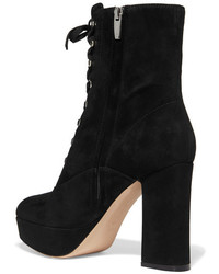 Gianvito Rossi 100 Lace Up Suede Ankle Boots Black