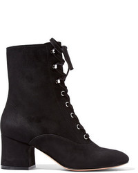 Gianvito Rossi 60 Lace Up Suede Ankle Boots Black