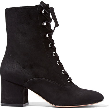 Gianvito Rossi 60 Lace Up Suede Ankle Boots Black, $1,245 | NET-A 