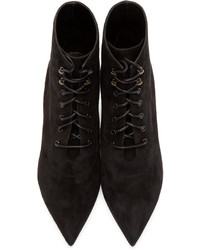 Saint Laurent Black Suede Cat Ankle Boots