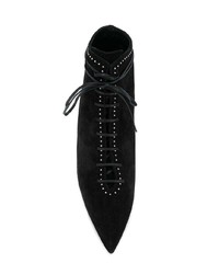 Saint Laurent Blaze Studded And Laced Ankle Boots