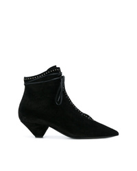 Saint Laurent Blaze Studded And Laced Ankle Boots