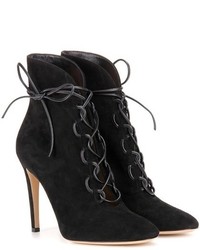 Gianvito Rossi Empire Lace Up Suede Ankle Boots