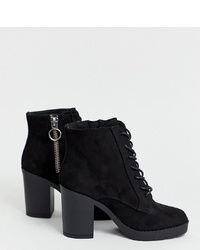 New Look Wide Fit Faux Suede Heeled Boot In Black