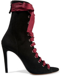 Tabitha Simmons Klara Lace Up Suede Ankle Boots Black