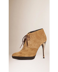 Burberry Lace Up Suede Ankle Boots