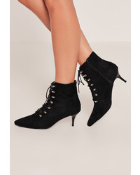 Missguided Black Faux Suede Lace Up Ankle Boots
