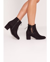 Missguided Lace Side Detail Ankle Boot Black