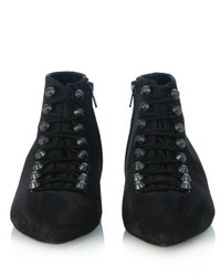 Balenciaga Point Toe Lace Up Suede Ankle Boots