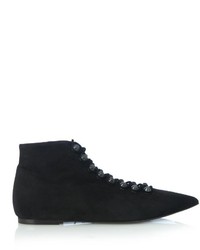 Balenciaga Point Toe Lace Up Suede Ankle Boots