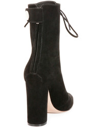 Gianvito Rossi Suede Lace Up Ankle Boot Black