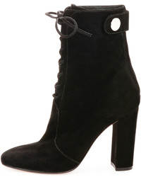Gianvito Rossi Suede Lace Up Ankle Boot Black