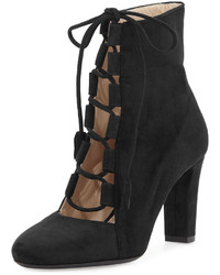 Valentina Carrano Nell Suede Lace Up Ankle Boot Black