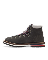 Moncler Black Glittered Suede Blanche Hiking Boots