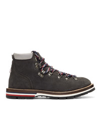 Moncler Black Glittered Suede Blanche Hiking Boots