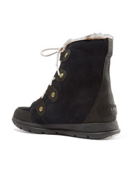 Sorel Explorer Joan Faux Med Waterproof Suede And Leather Ankle Boots