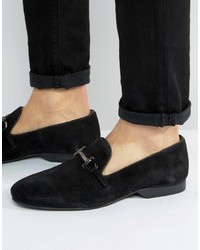 Frank Wright Bar Loafers Black Suede