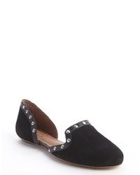 Corso Como Black Faux Suede Embossed Leather Studded Detail Slip On Loafers