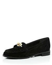 River Island Black Suede Chain Loafers