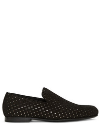 Jimmy Choo Black Suede Perforated Sloane Loafers