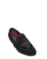 Dolce & Gabbana Lace Trimmed Suede Loafers