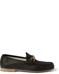 Gucci Horsebit Burnished Suede Loafers