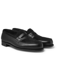 J.M. Weston Leather And Suede Penny Loafers