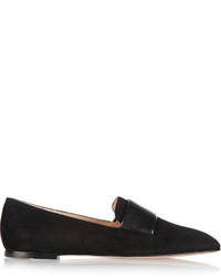 Gianvito Rossi Leather Paneled Suede Loafers