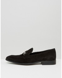 Asos Loafers In Black Suede With Metal Snaffle