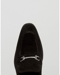 Asos Loafers In Black Suede With Metal Snaffle