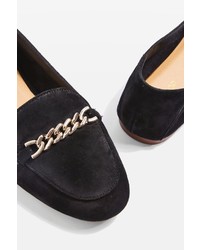 Topshop Loco Chain Trim Suede Loafers