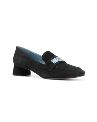 Prada Logo Patch Block Heel Loafers