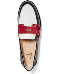 Christian Louboutin Moana Suede And Chain Trimmed Leather Loafers Black