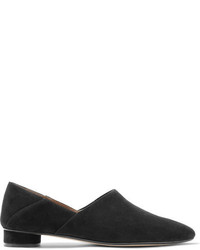 The Row Noelle Suede Collapsible Heel Loafers Black