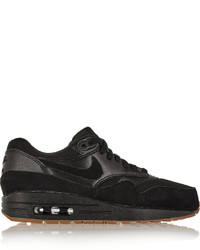 Nike Air Max 1 Essential Suede Mesh And Textured Leather Sneakers Black