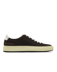 Common Projects Black And Silver Suede Retro Low Sneakers