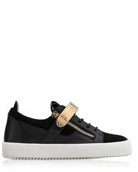 Giuseppe Zanotti Black Leather And Suede Archer Sneakers