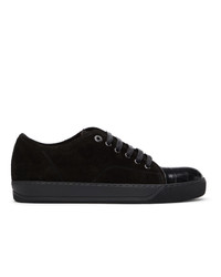 Lanvin Black Suede And Croc Dbb1 Sneakers