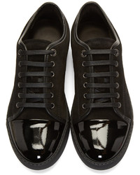 Lanvin Black Suede Cap Toe Sneakers