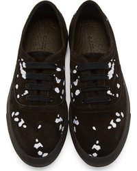 Carven Black Suede Confetti Print Sneakers