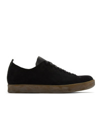 Feit Black Suede Hand Sewn Latex Low Sneakers