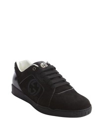 Gucci Black Suede Interlocking G Lace Up Sneakers