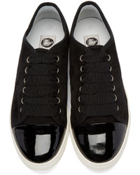 Lanvin Black Suede Patent Leather Sneakers
