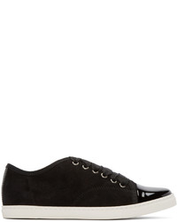 Lanvin Black Suede Patent Leather Sneakers