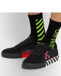 Off-White Canvas And Suede Sneakers