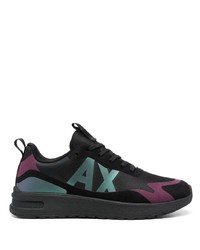 Armani Exchange Logo Patch Calf Suede Sneakers