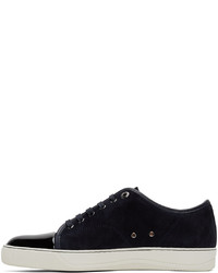 Lanvin Navy Suede Patent Leather Dbb1 Sneakers